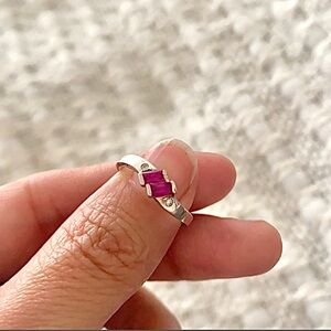 🪞 natural prism pink tourmaline gemstone ring 925 silver